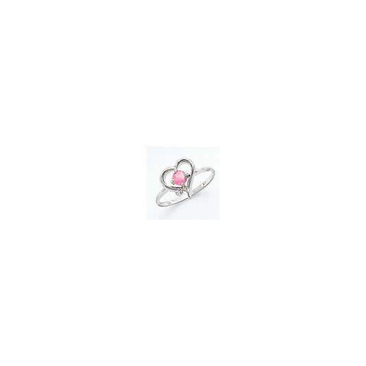 14k White Gold 4mm Pink Sapphire A Real Diamond ring