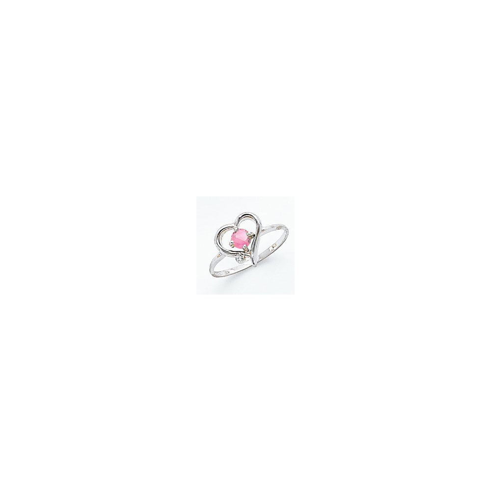 14k White Gold 4mm Pink Sapphire AA Real Diamond ring