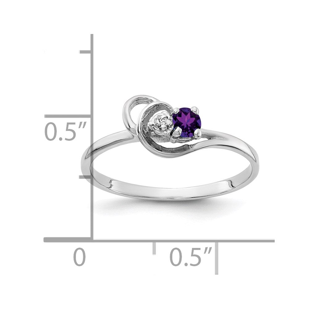 Solid 14k White Gold 3mm Simulated Amethyst AAA CZ Ring