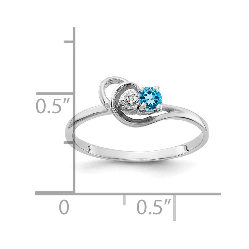 14k White Gold 3mm Blue Topaz AAA Real Diamond ring