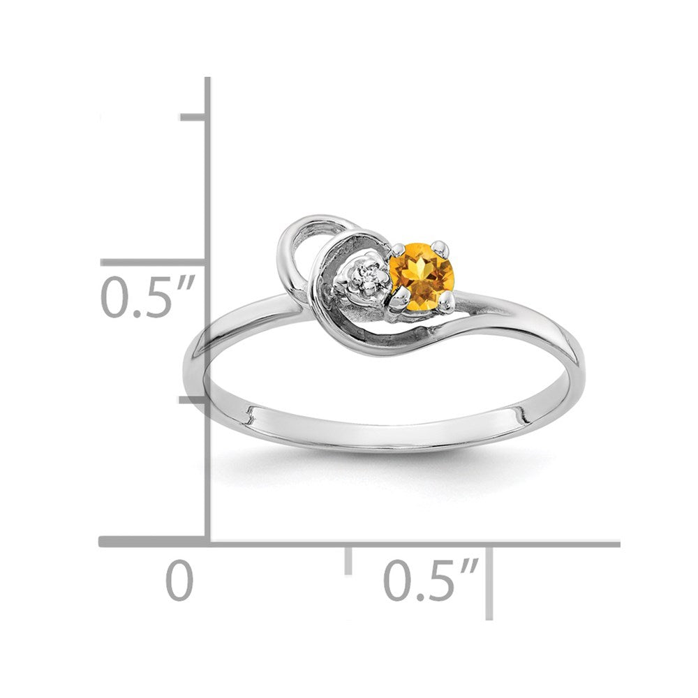 Solid 14k White Gold 3mm Simulated Citrine VS CZ Ring