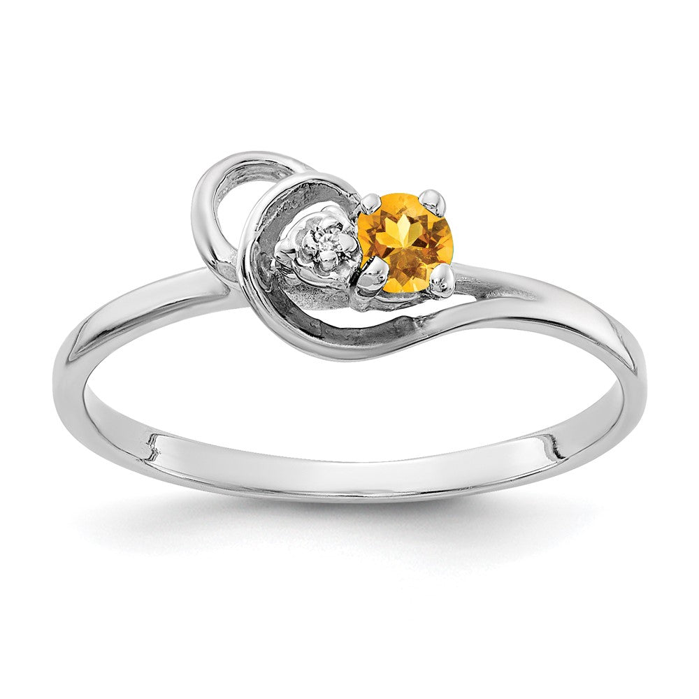 Solid 14k White Gold 3mm Simulated Citrine A CZ Ring