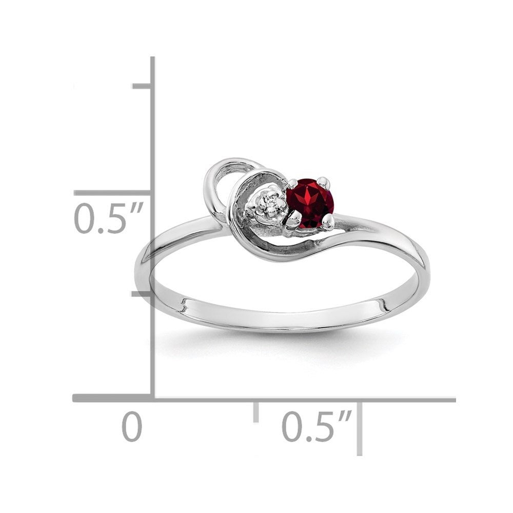 14k White Gold 3mm Garnet AA Real Diamond ring