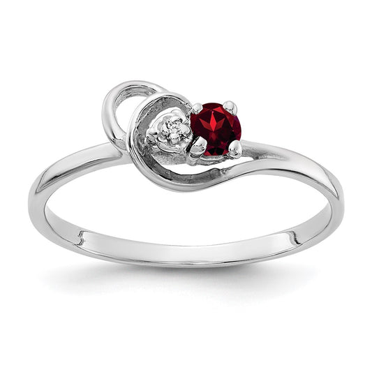 14k White Gold 3mm Garnet AA Real Diamond ring