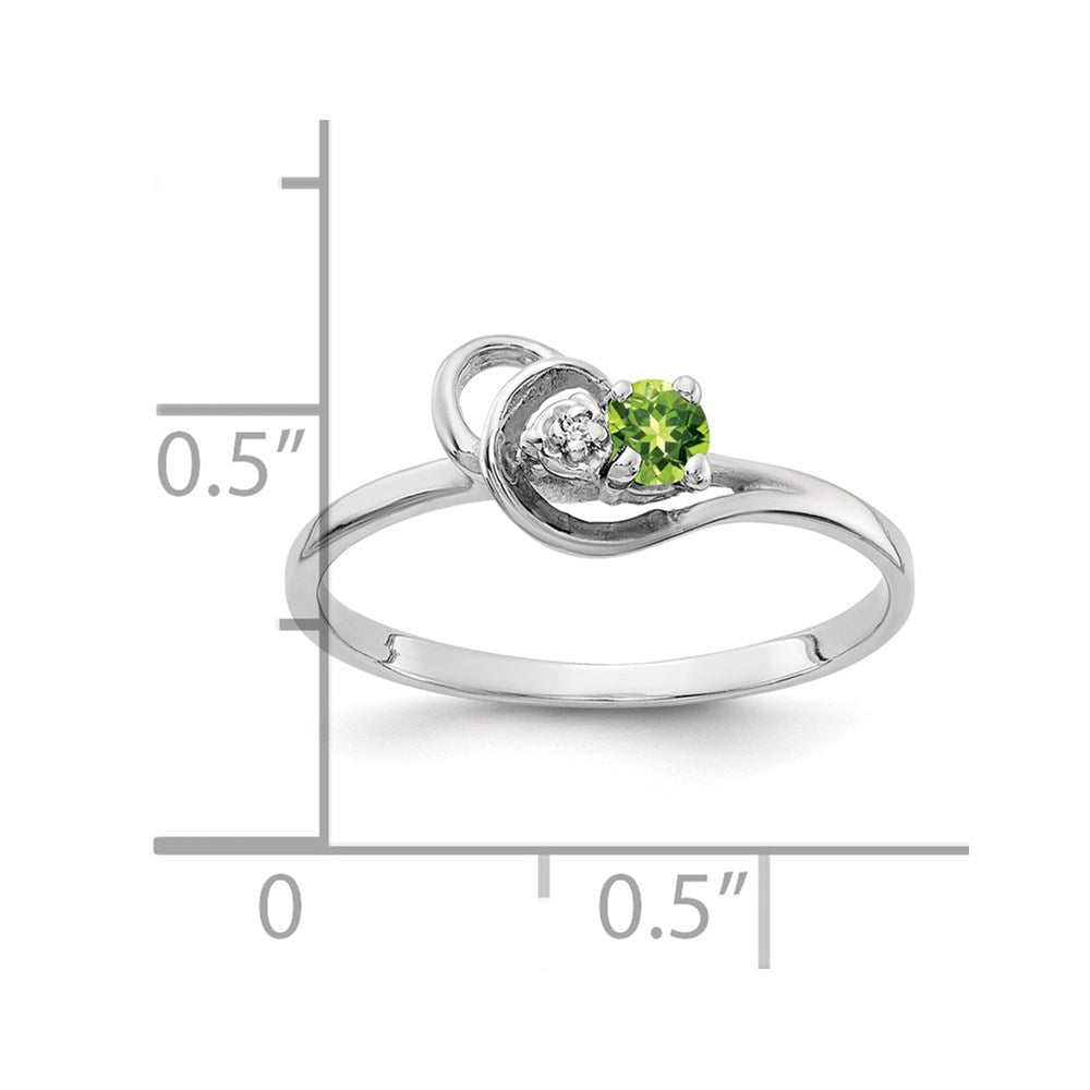 14k White Gold 3mm Peridot AAA Real Diamond ring