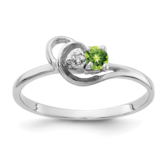 Solid 14k White Gold 3mm Simulated Peridot A CZ Ring