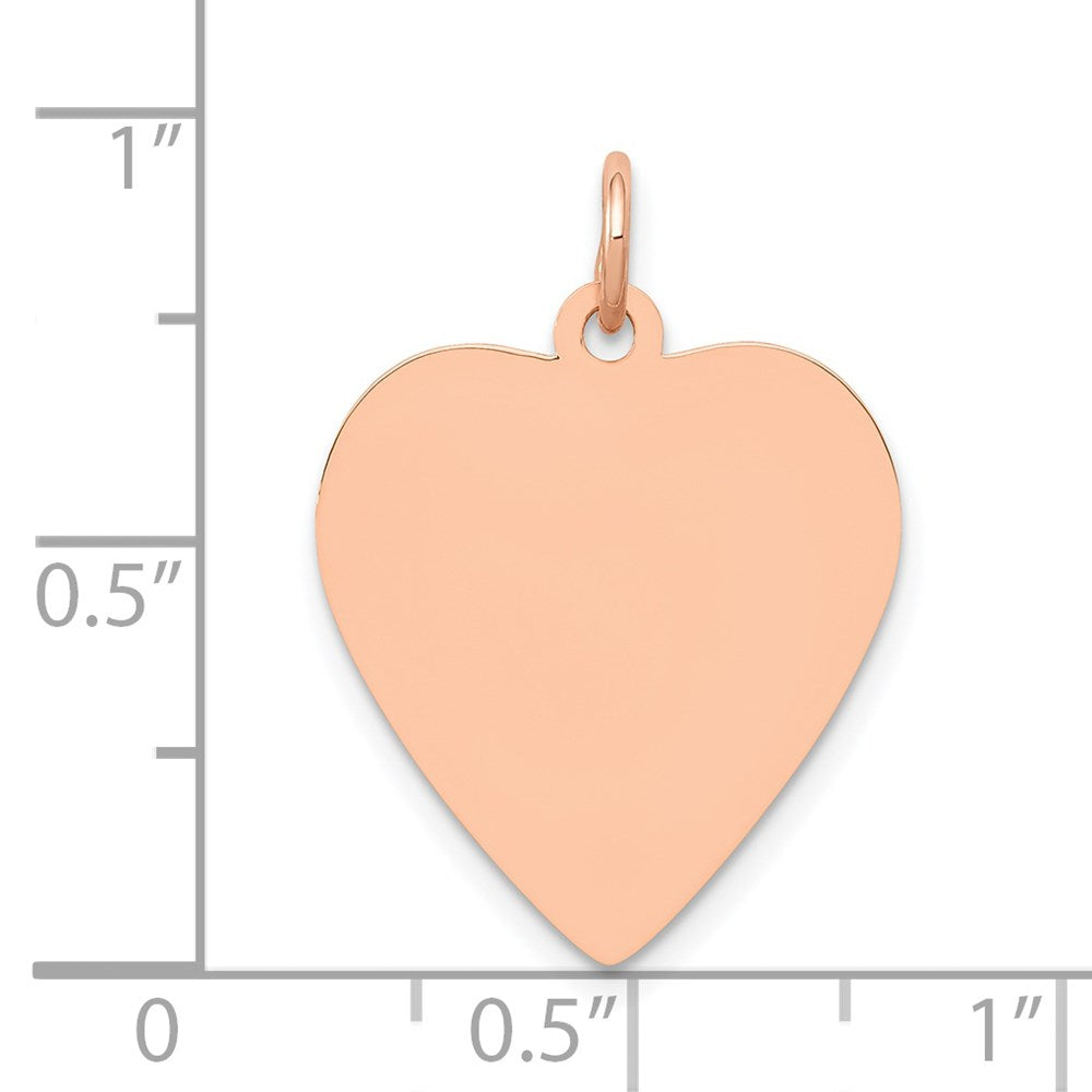 14k Rose Gold Rose Polished Heart Shaped Disc Pendant