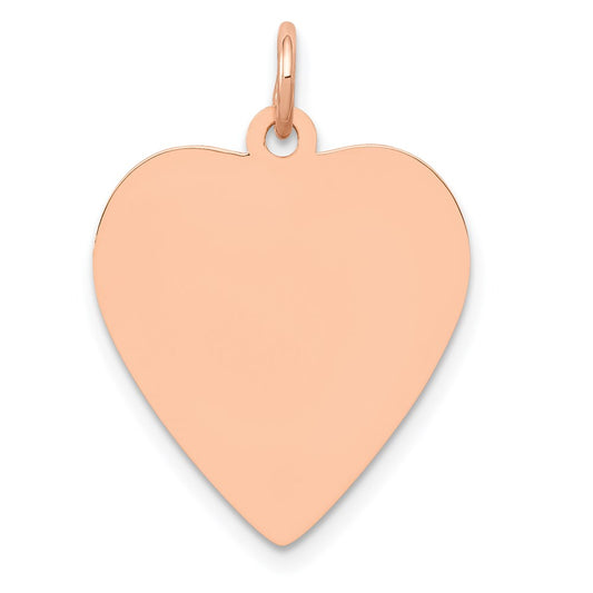 14k Rose Gold Rose Polished Heart Shaped Disc Pendant