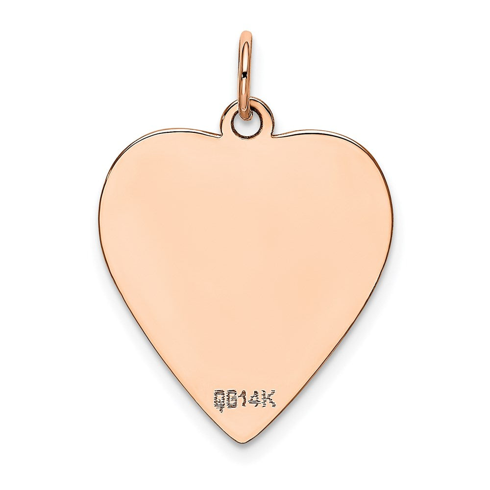 14k Rose Gold Rose Polished Heart Shaped Disc Pendant