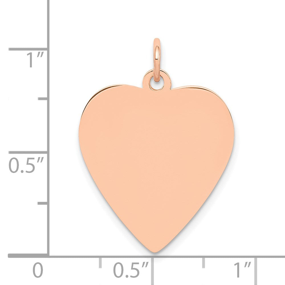 14k Rose Gold Rose Polished Heart Shaped Disc Pendant