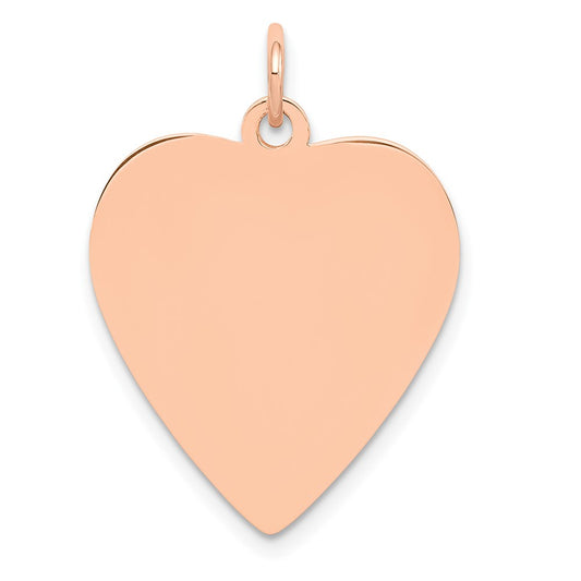 14k Rose Gold Rose Polished Heart Shaped Disc Pendant