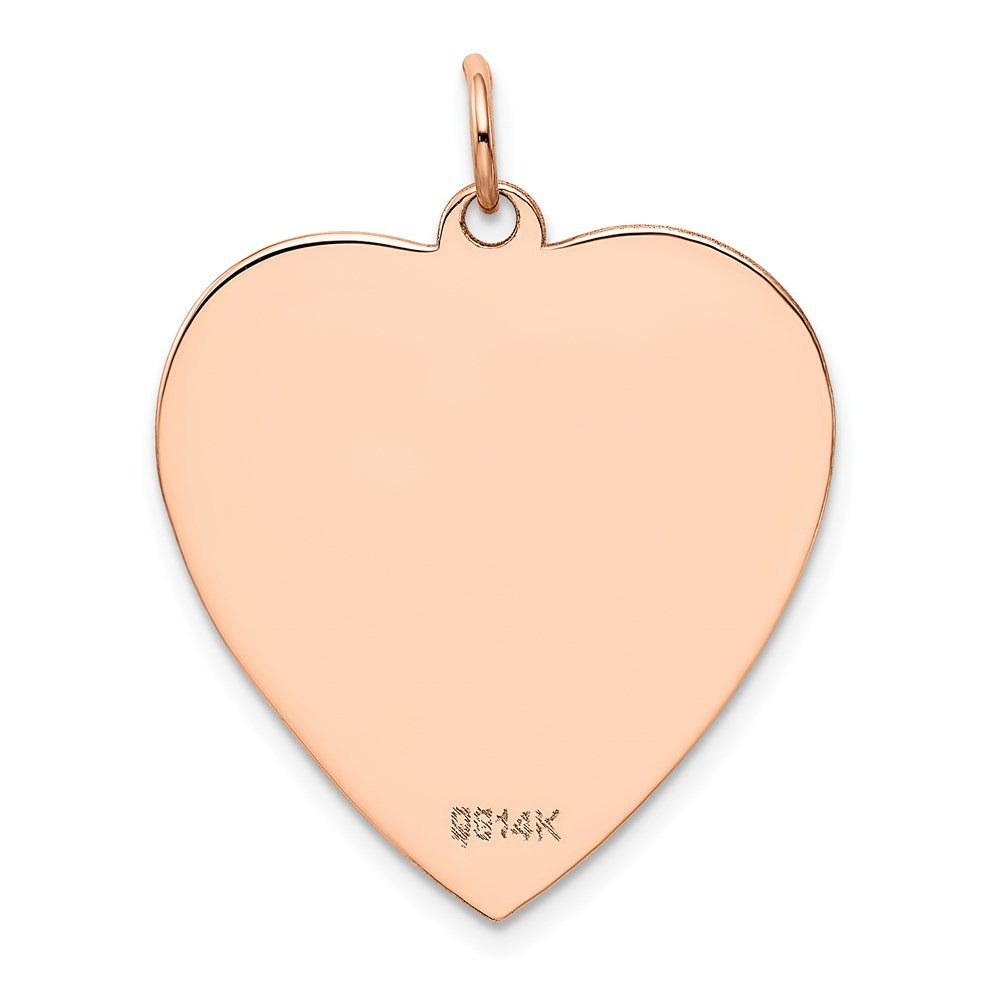 14k Rose Gold Rose Polished Heart Shaped Disc Pendant