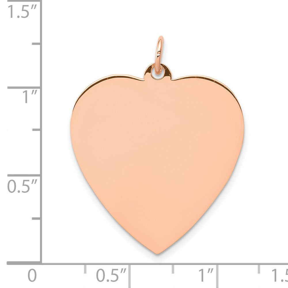 14k Rose Gold Rose Polished Heart Shaped Disc Pendant