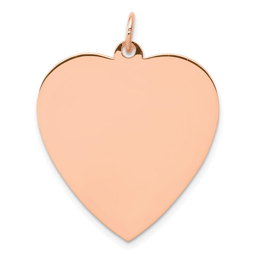 14k Rose Gold Rose Polished Heart Shaped Disc Pendant