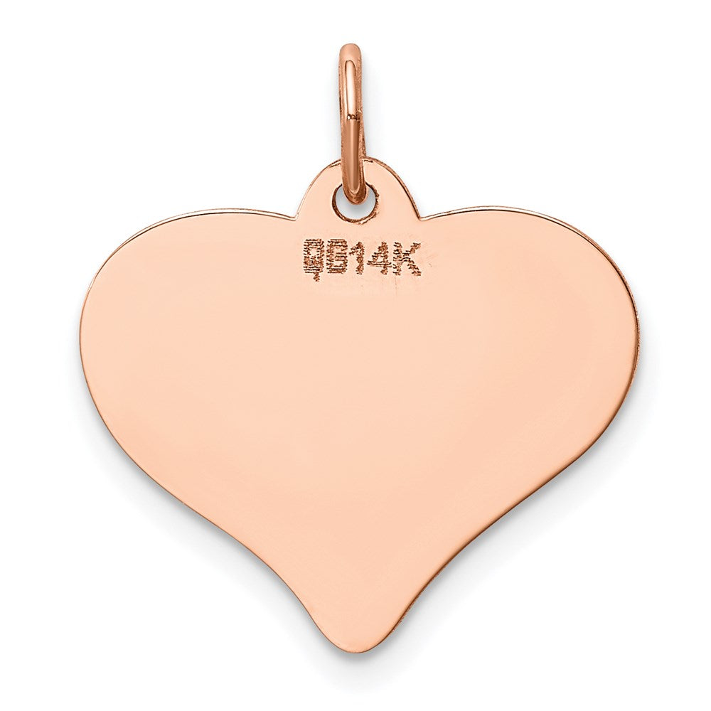 14k Rose Gold Rose Polished Heart Shaped Disc Pendant