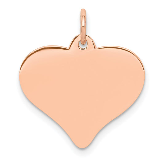 14k Rose Gold Rose Polished Heart Shaped Disc Pendant