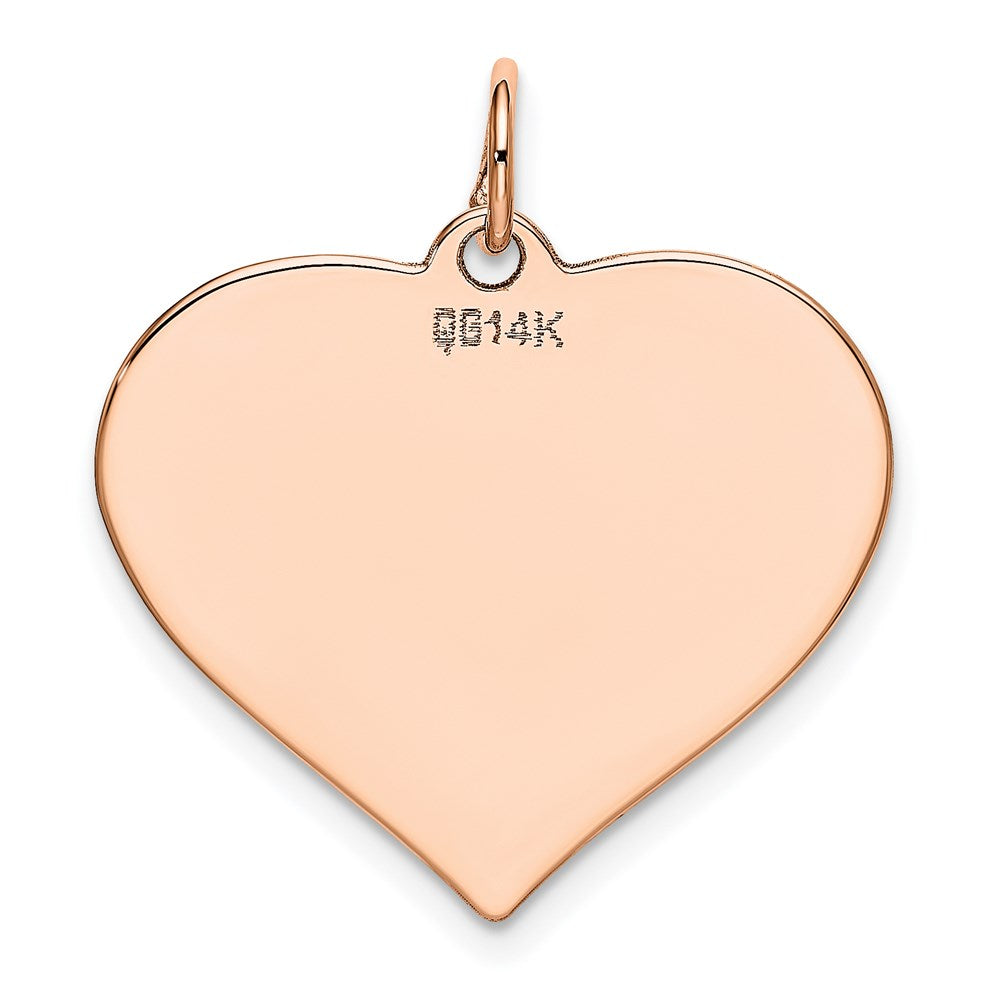 14k Rose Gold Rose Polished Heart Shaped Disc Pendant