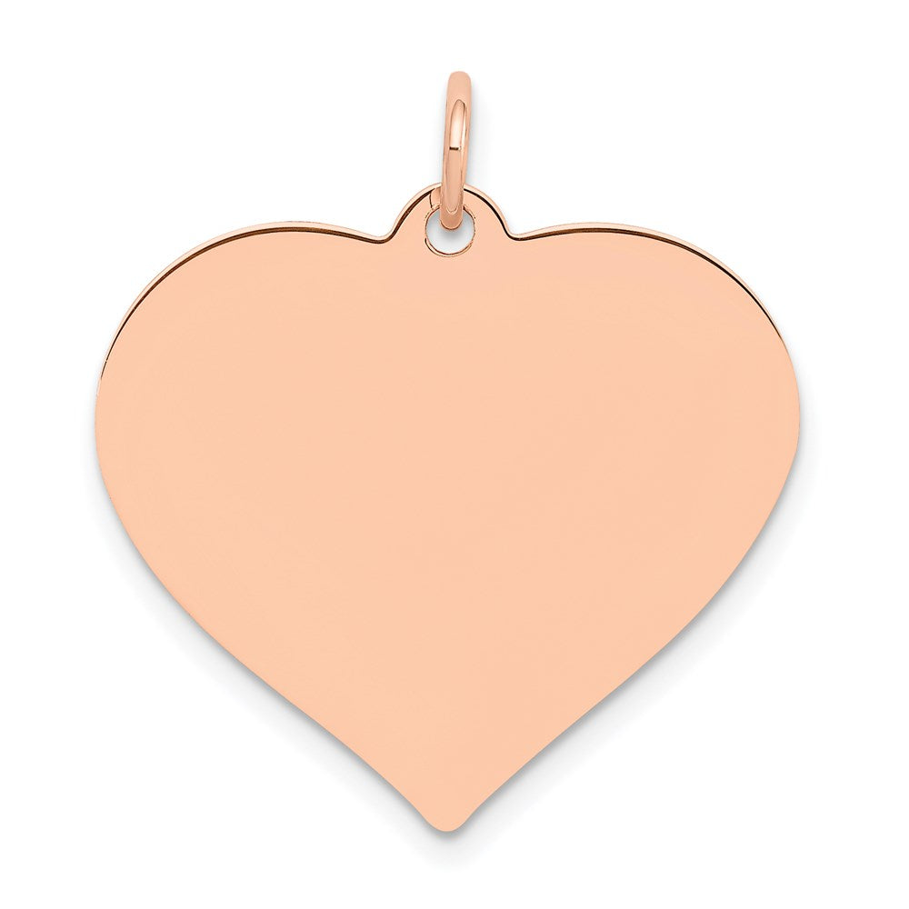 14k Rose Gold Rose Polished Heart Shaped Disc Pendant