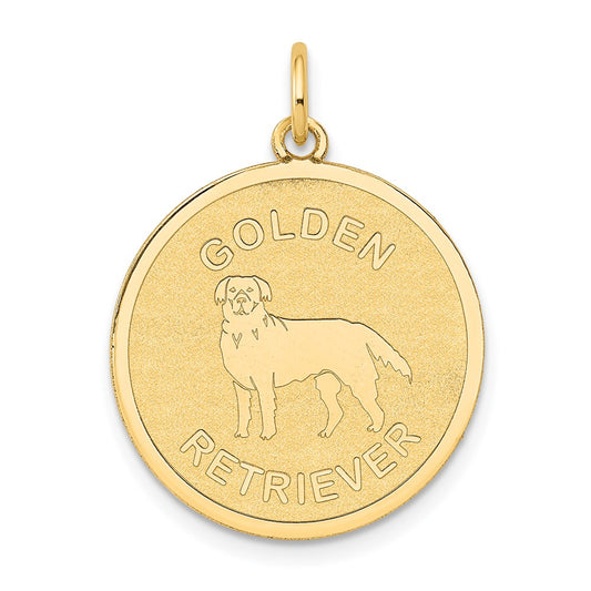 14k Yellow Gold Golden Retriever Disc Charm