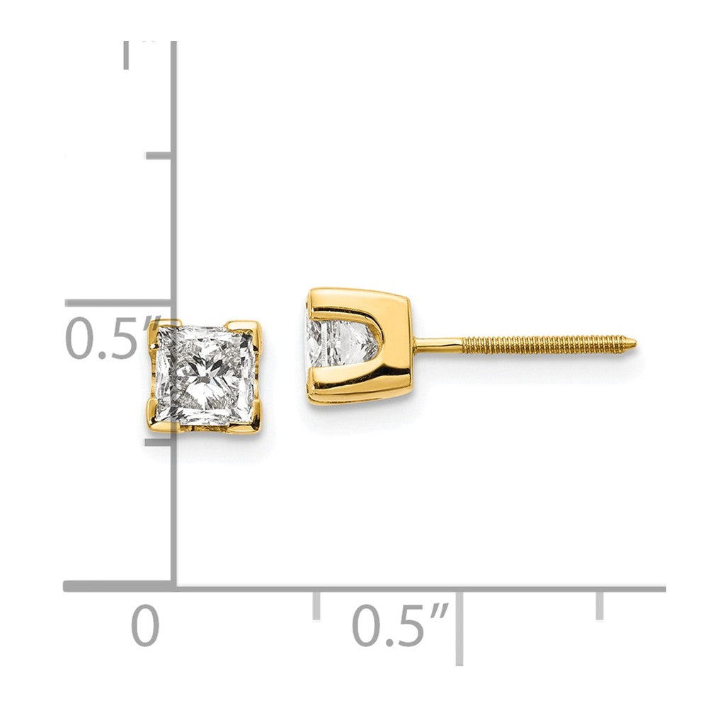 14k 1ct AA Quality Complete Princess cut Diamond Stud Earrings