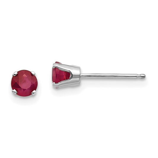 14k White Gold 4mm Ruby Stud Earrings