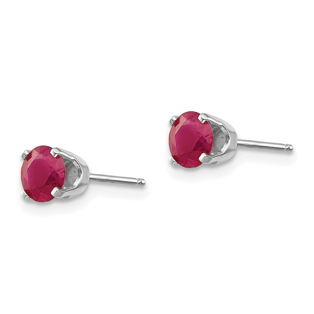 14k White Gold 5mm Ruby Stud Earrings