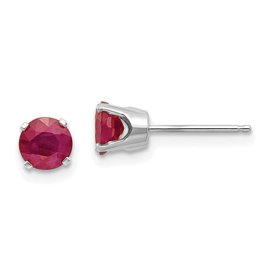 14k White Gold 5mm Ruby Stud Earrings