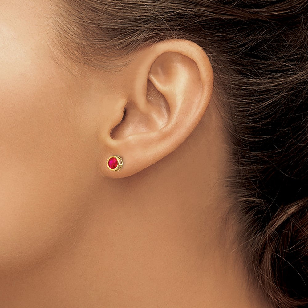 14k 5mm Bezel Ruby Stud Earrings