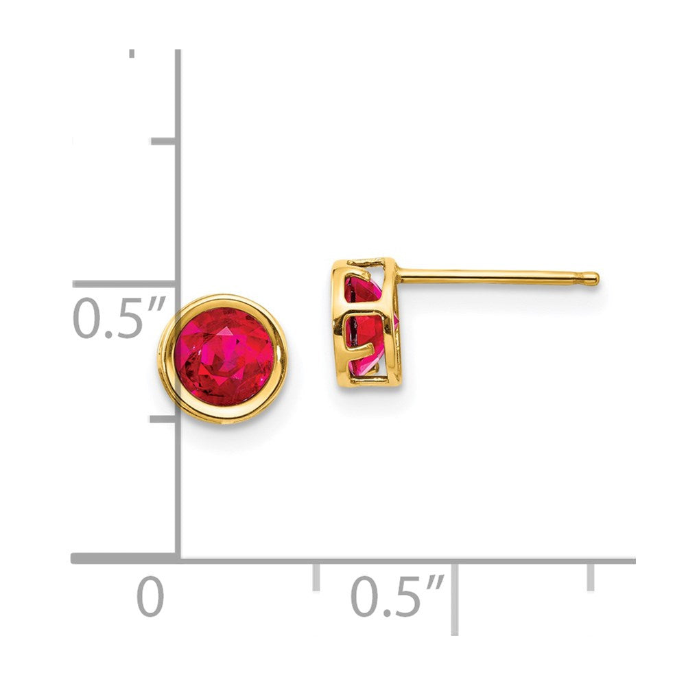 14k 5mm Bezel Ruby Stud Earrings