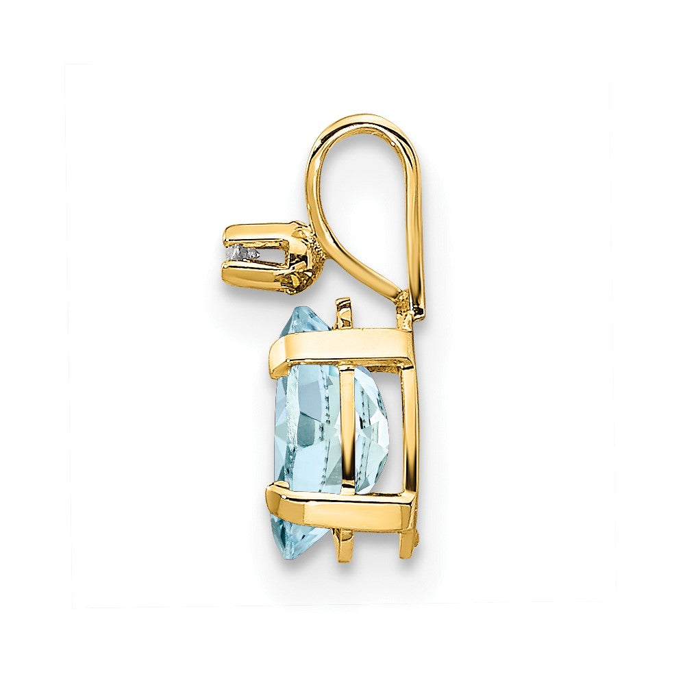 14k Diamond and Aquamarine Birthstone Pendant