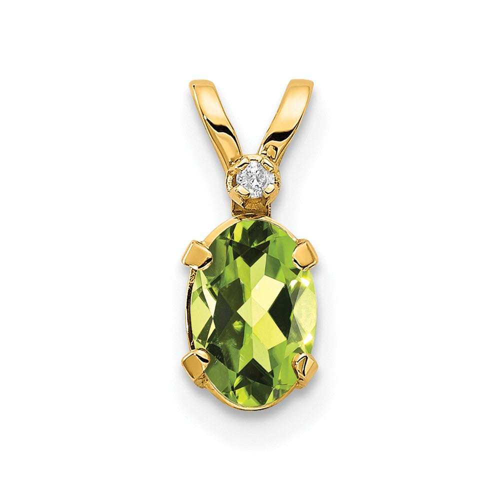 14k Diamond and Peridot Birthstone Pendant