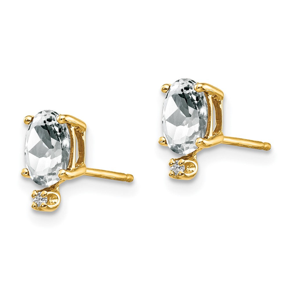 14k Diamond and White Topaz Birthstone Earrings