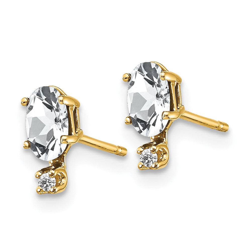 14k Diamond and White Topaz Birthstone Earrings