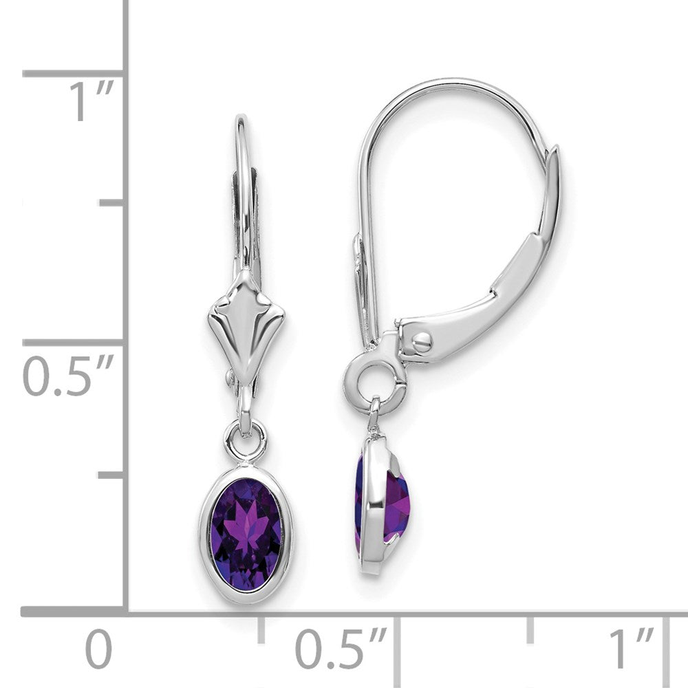 14k White Gold 6x4mm Oval Amethyst/February Earrings