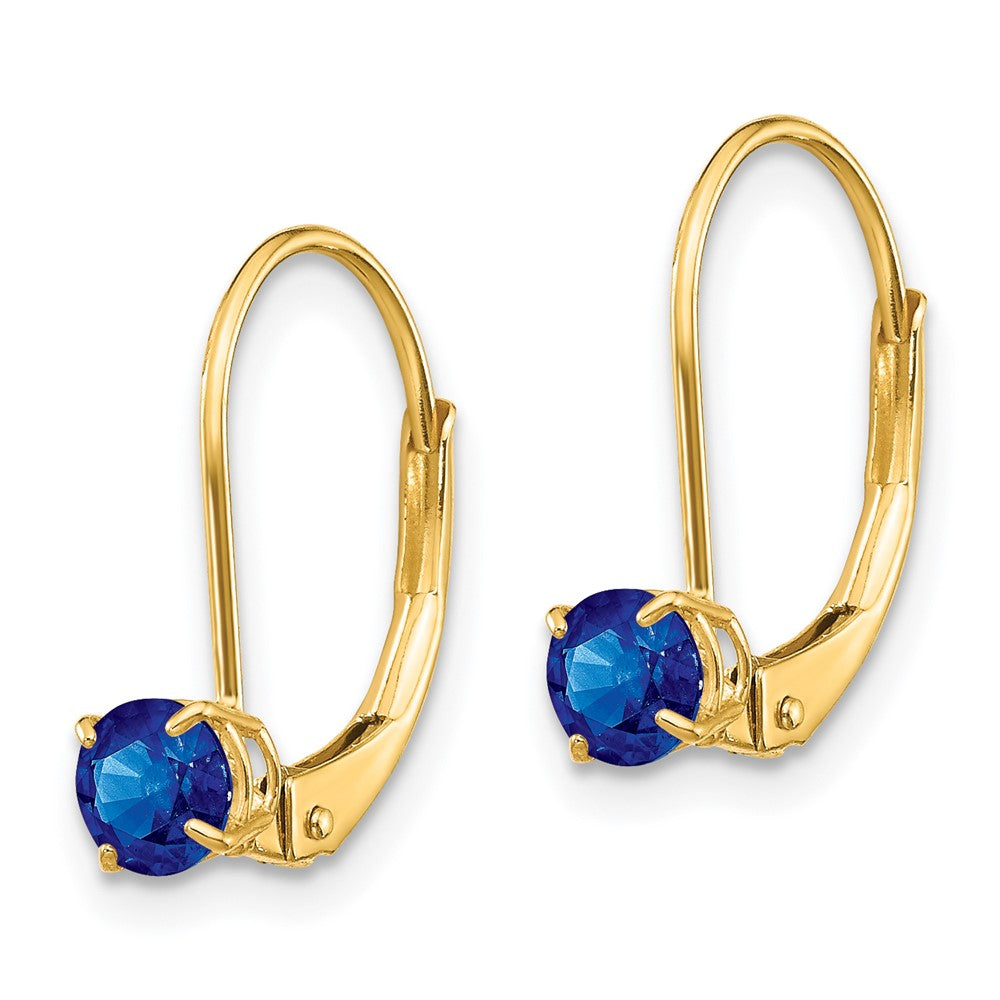 14k 4mm Round September/Sapphire Leverback Earrings