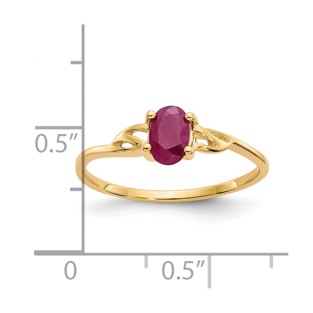 14K Yellow Gold Ruby Birthstone Ring