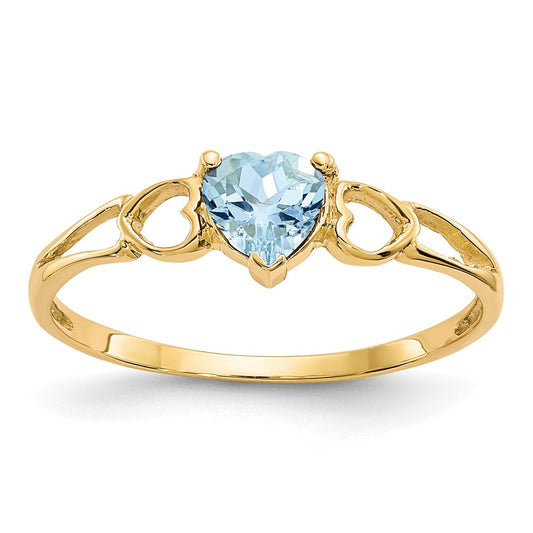 14K Yellow Gold Aquamarine Birthstone Ring