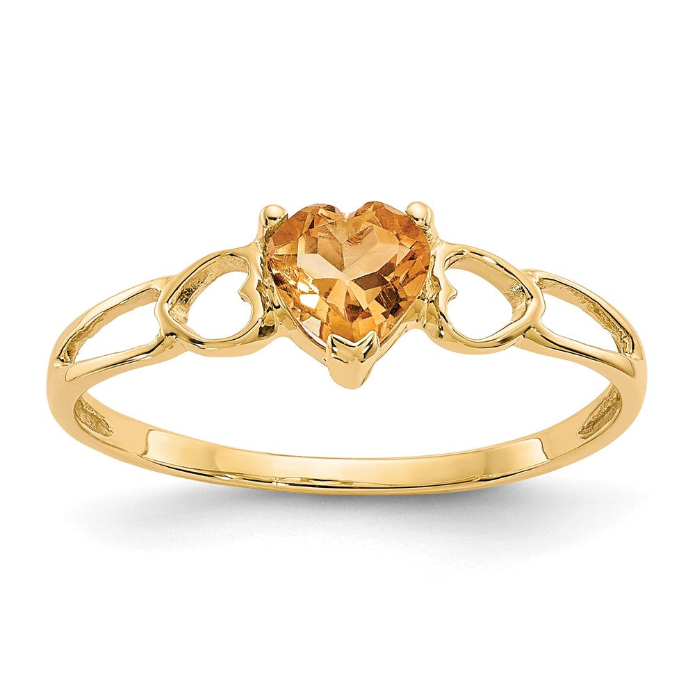 14K Yellow Gold Citrine Birthstone Ring