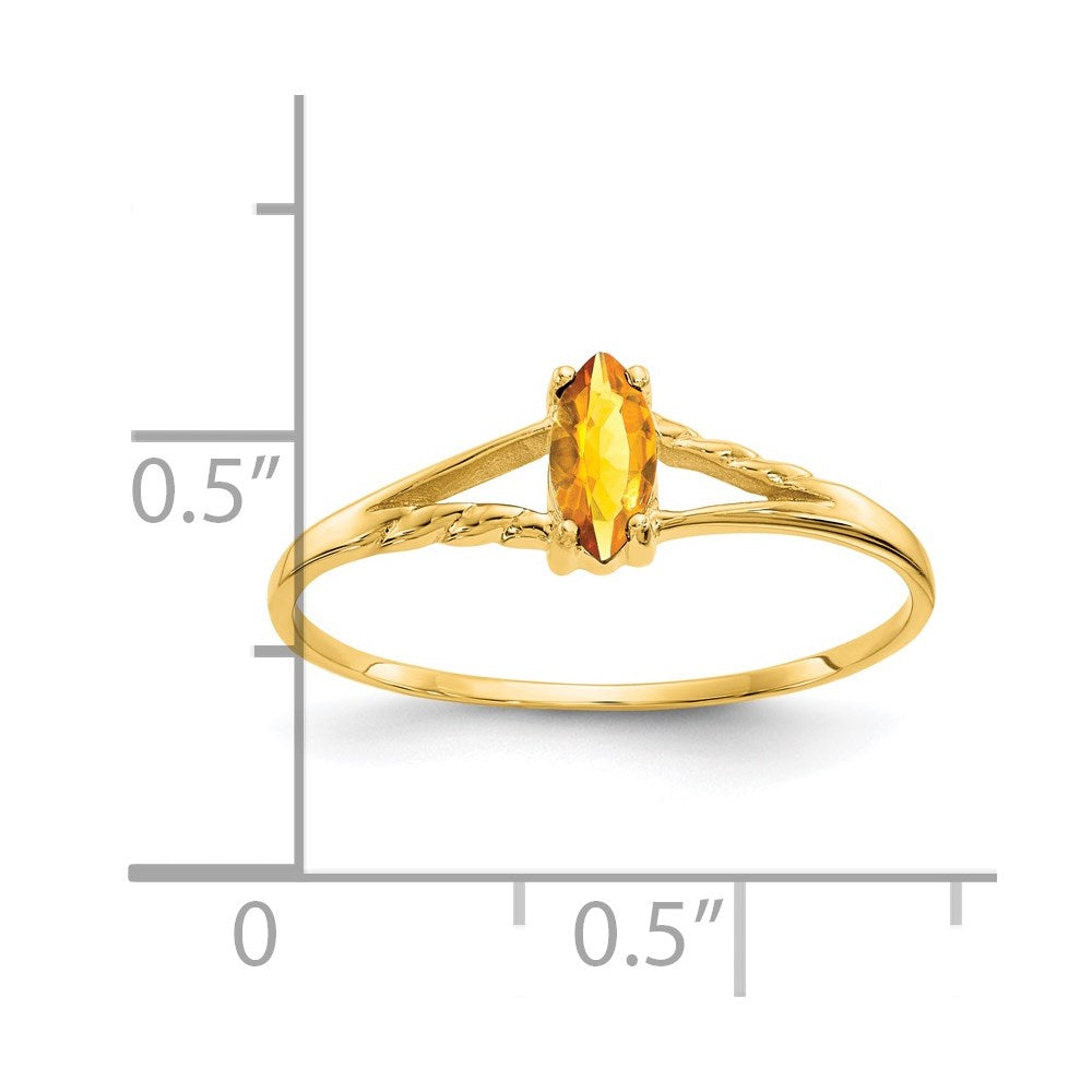 14K Yellow Gold Citrine Birthstone Ring