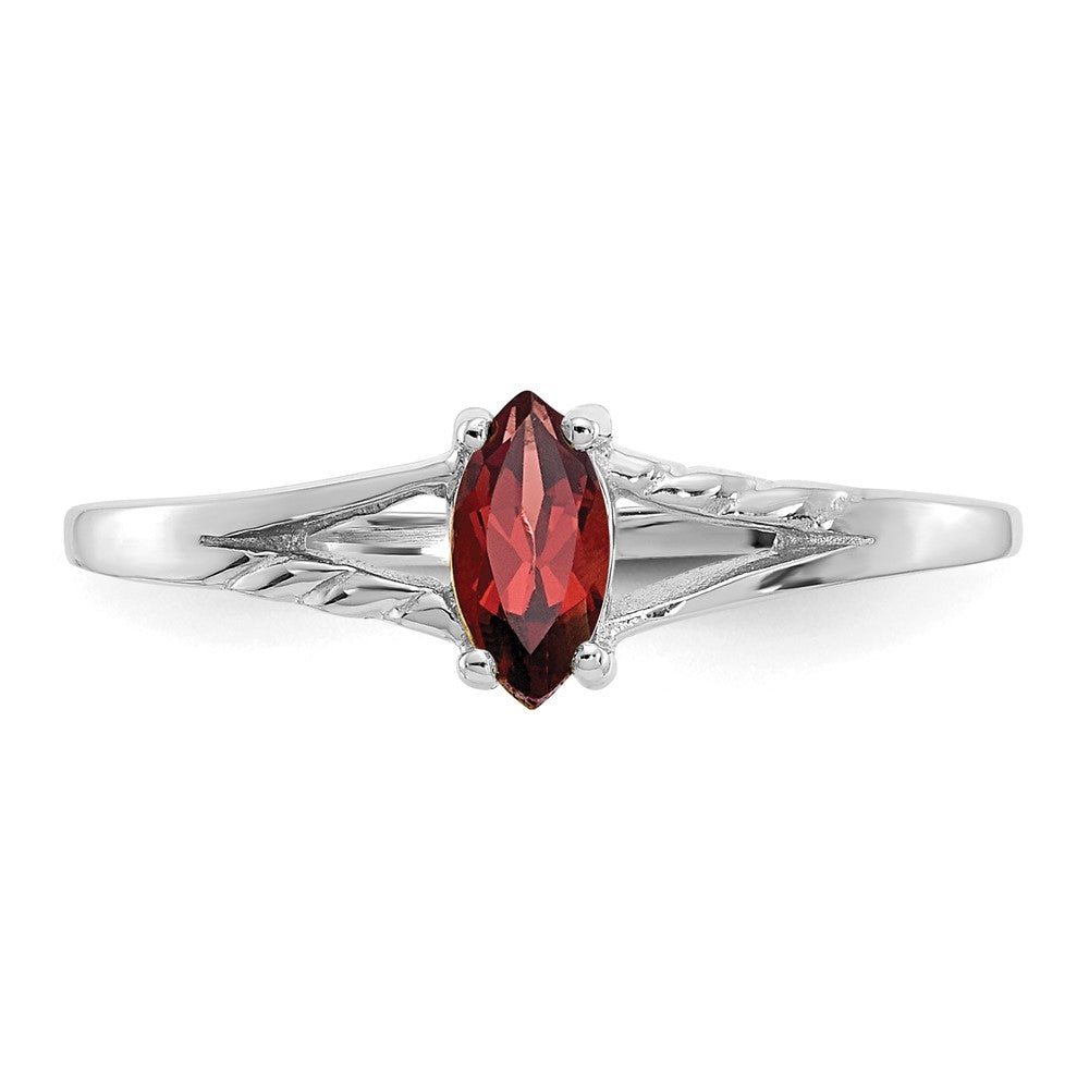 14k White Gold Garnet Birthstone Ring