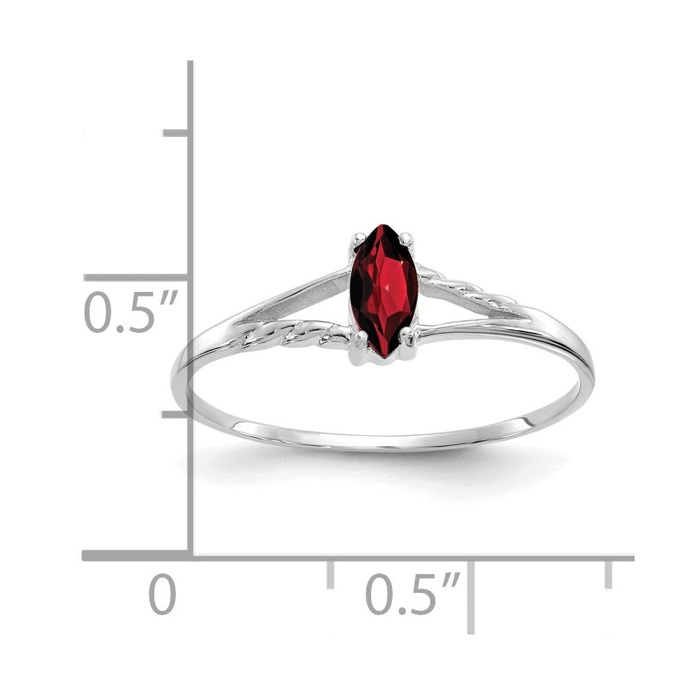 14k White Gold Garnet Birthstone Ring