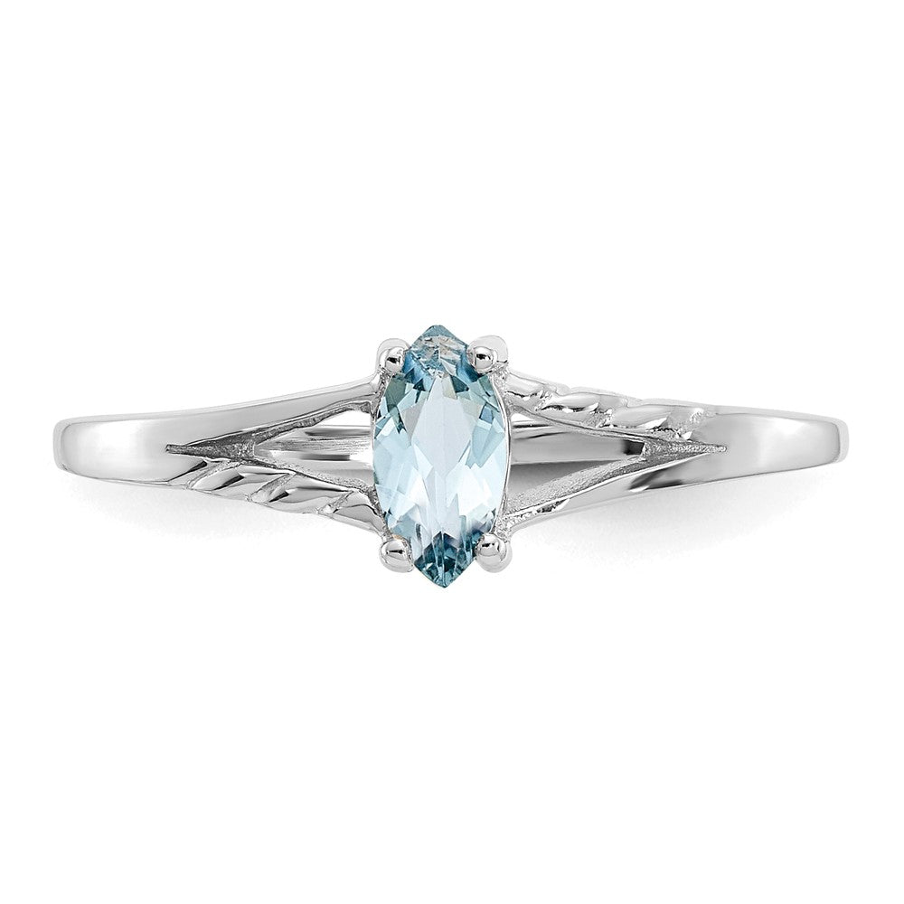 14k White Gold Aquamarine Birthstone Ring