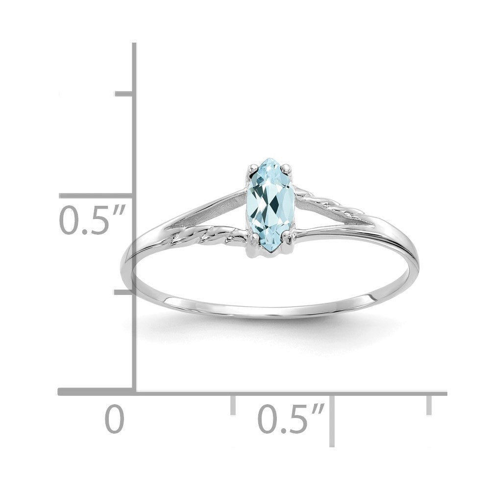 14k White Gold Aquamarine Birthstone Ring