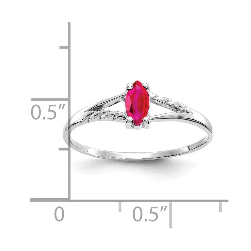 14k White Gold Ruby Birthstone Ring