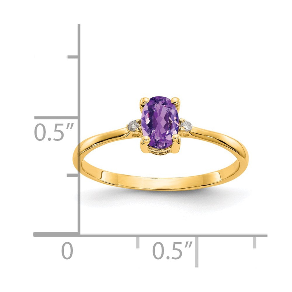 Solid 14k Yellow Gold Simulated CZ & Amethyst Birthstone Ring