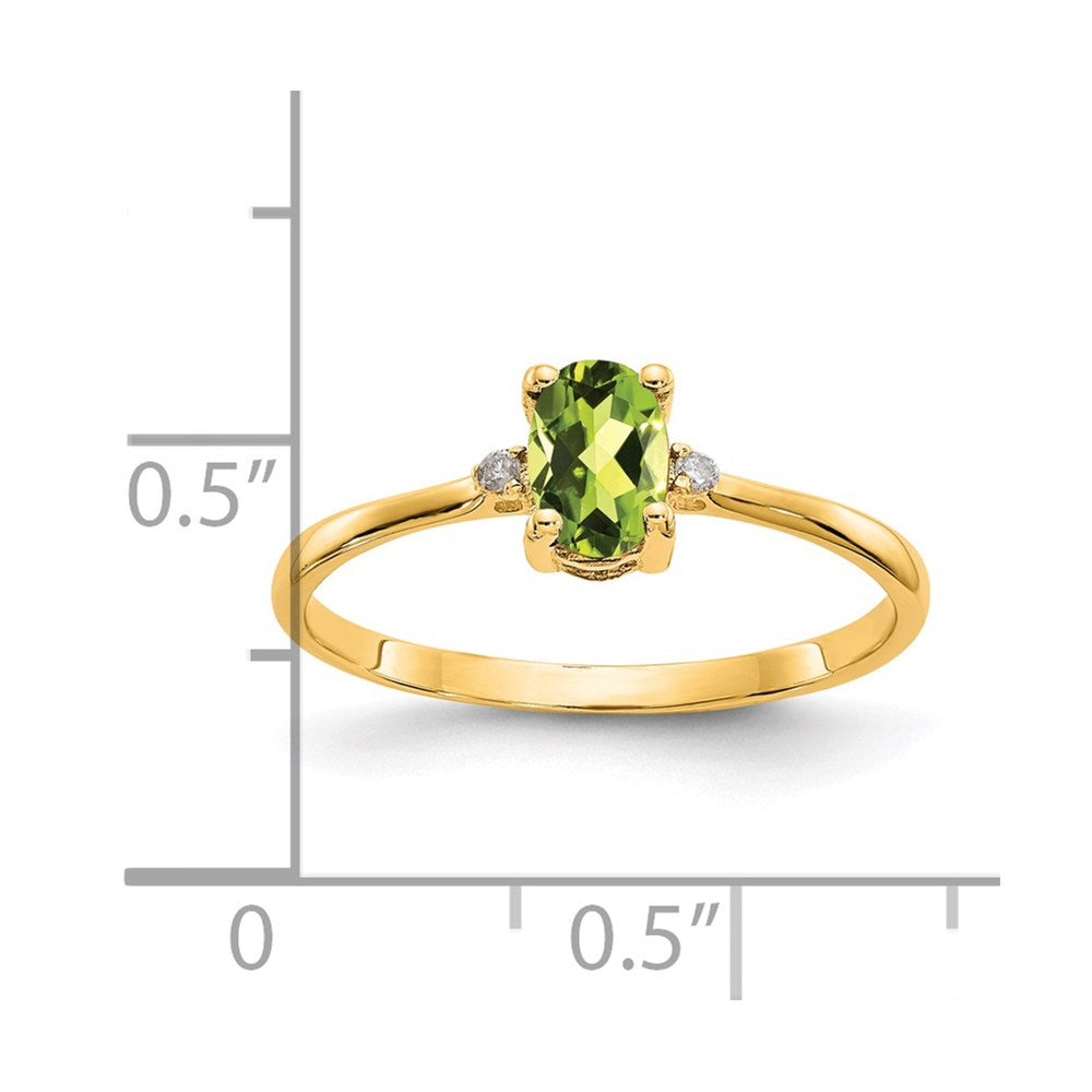 Solid 14k Yellow Gold Simulated CZ & Peridot Birthstone Ring