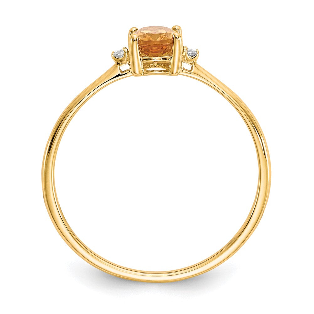 Solid 14k Yellow Gold Simulated CZ & Citrine Birthstone Ring