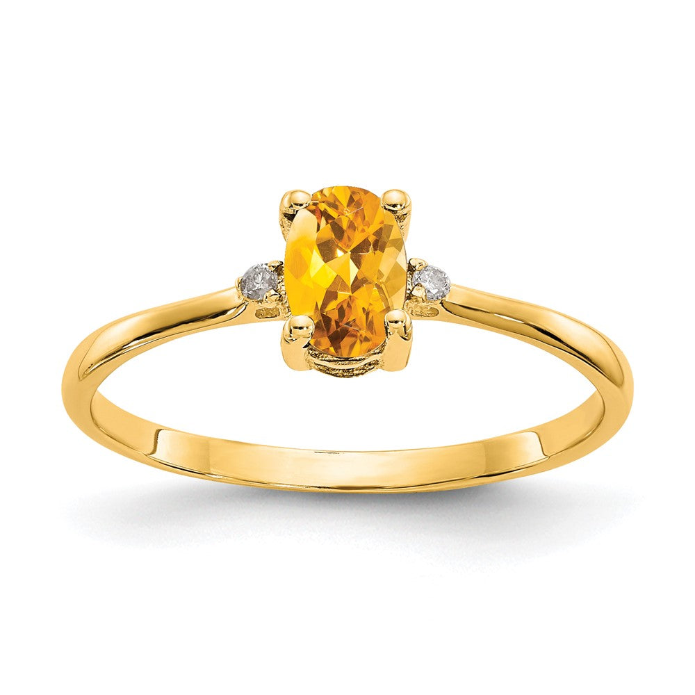 Solid 14k Yellow Gold Simulated CZ & Citrine Birthstone Ring