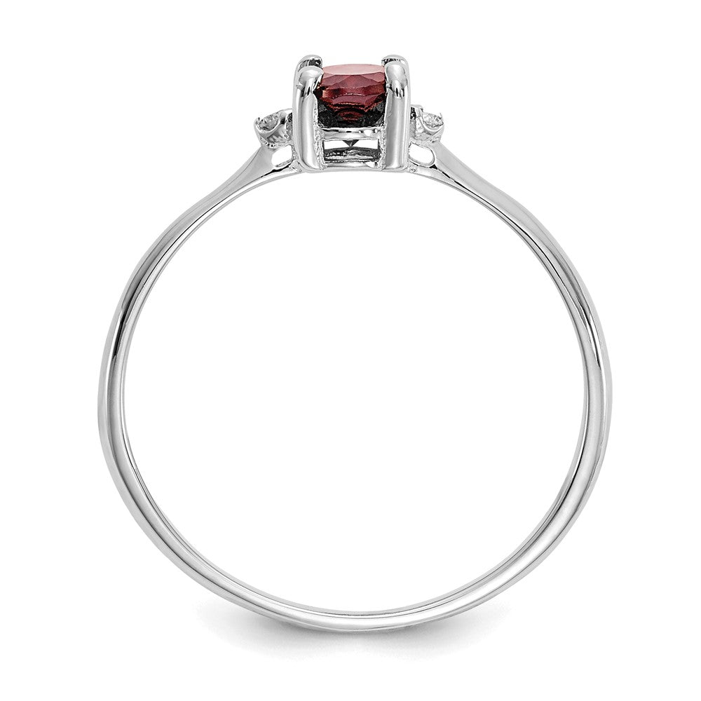 14k White Gold Real Diamond & Garnet Birthstone Ring