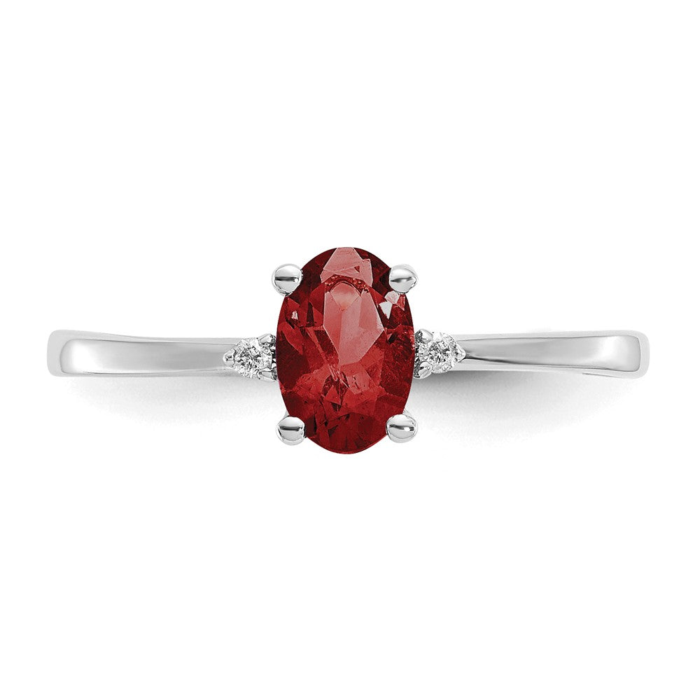 14k White Gold Real Diamond & Garnet Birthstone Ring